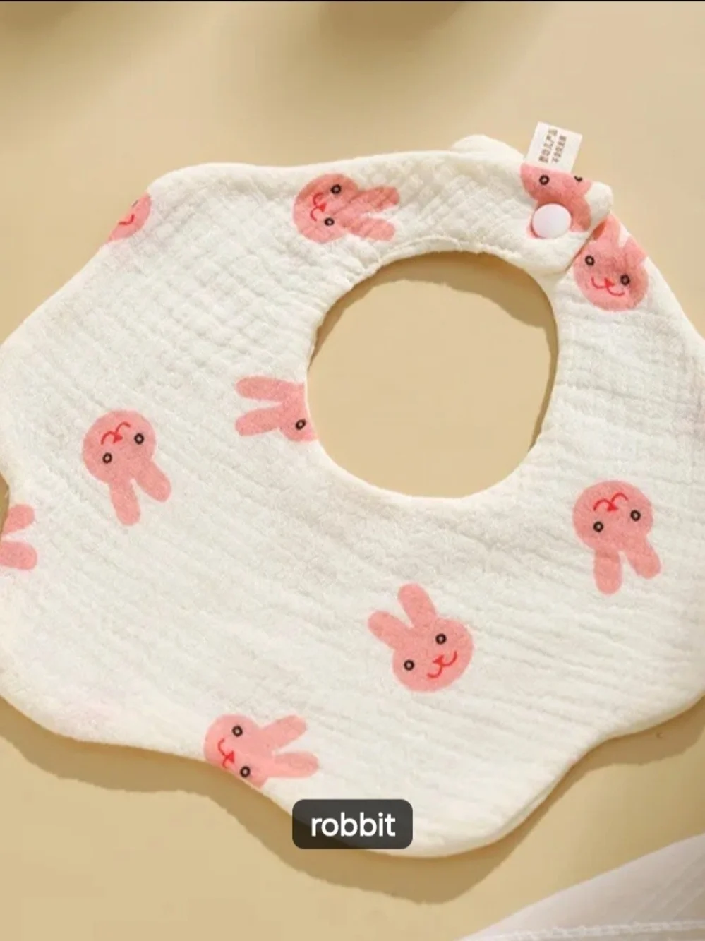 Bib Pink Bunny Baby Bib - Soft Cotton Kids Accessory NWOT
